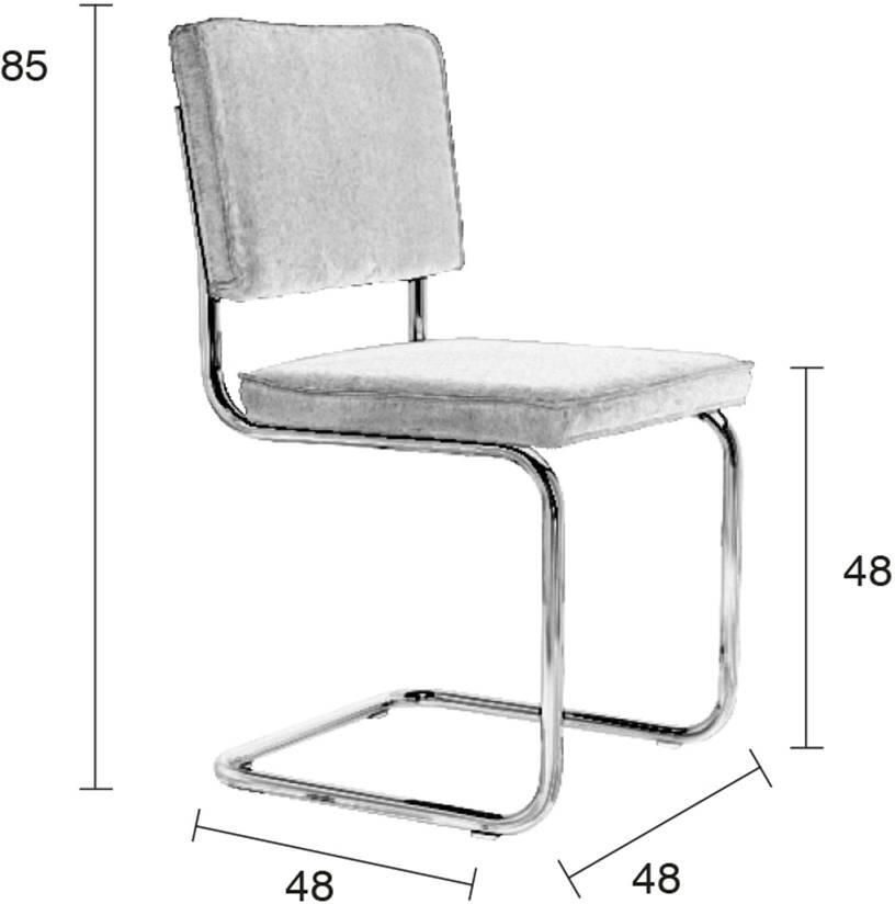 Zuiver Ridge Rib Chrome Eetkamerstoel Geel Set van 2 - Foto 2