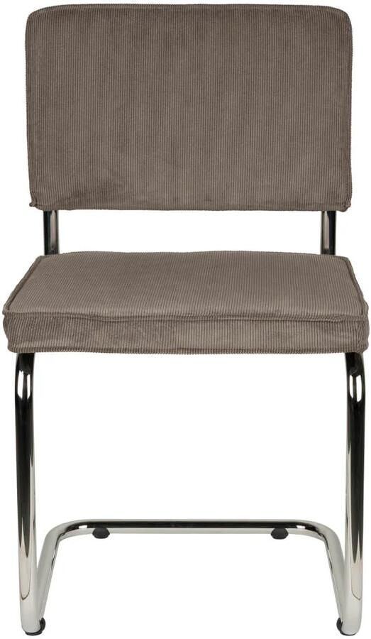 Zuiver Ridge Rib Chrome Eetkamerstoel Grijs Set van 2 - Foto 5