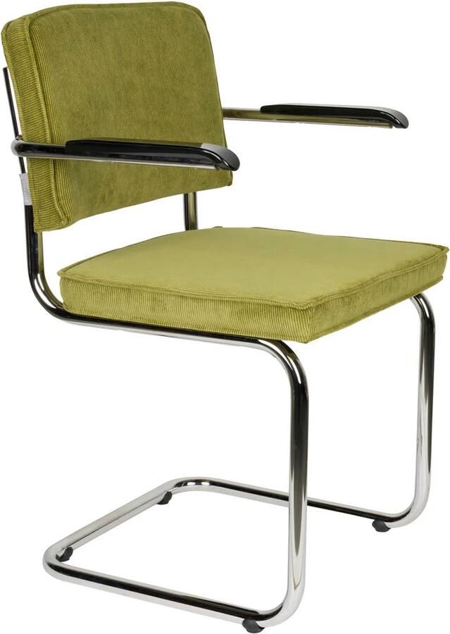 Zuiver Ridge Rib Eetkamerstoelen Met Armleuning Groen Set van 2 - Foto 4