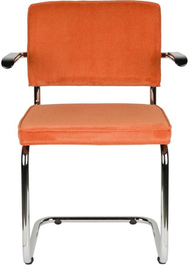 Zuiver Ridge Rib Eetkamerstoelen Met Armleuning Oranje Set van 2 - Foto 4