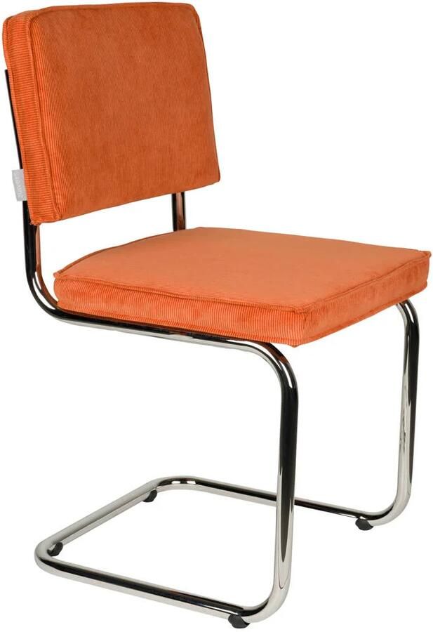 Zuiver Ridge Rib Chrome Eetkamerstoel Oranje Set van 2 - Foto 5