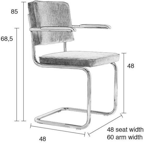 Zuiver eetkamerstoel (set van 2) Ridge Rib Ridge Rib Eetkamerstoelen Met Armleuning Lichtgrijs Set van 2 - Foto 4