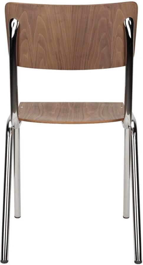 Zuiver Back to School Eetkamerstoelen Walnoot Chroom Set van 4 - Foto 3