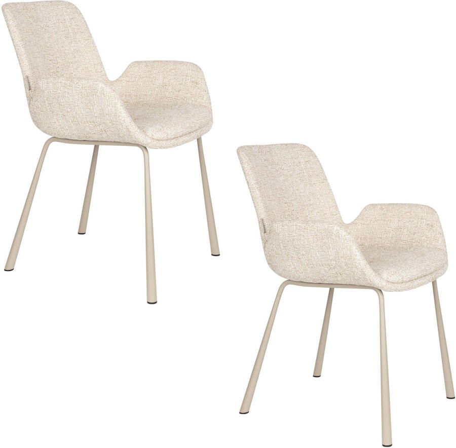 Zuiver eetkamerstoelen Brit met armleuningen beige (set van 2)