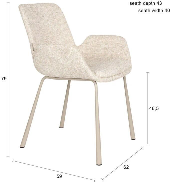 Zuiver eetkamerstoelen Brit met armleuningen beige (set van 2) - Foto 3