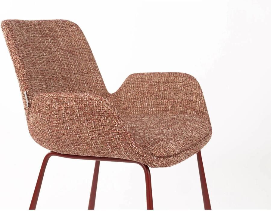 Zuiver eetkamerstoelen Brit met armleuningen rood (set van 2) - Foto 2