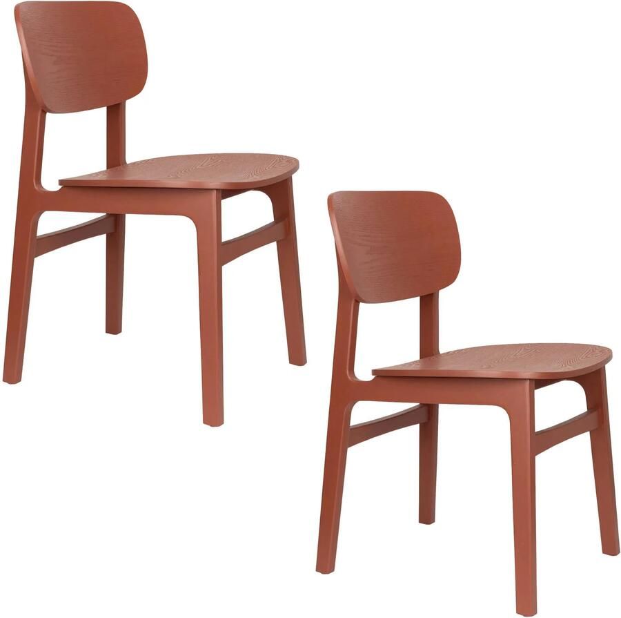 Zuiver Fleur Eetkamerstoelen Hout Rood Set van 2