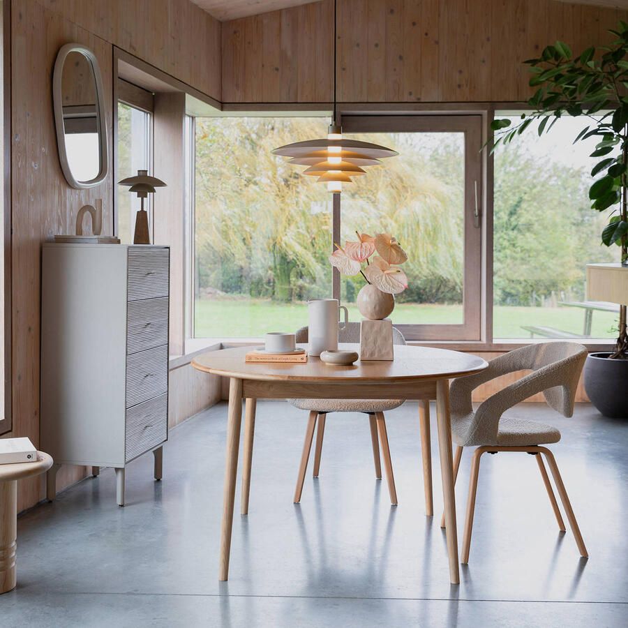 Zuiver Uitschuifbare Ronde Eettafel Twist Eiken 120-160 x 120cm Naturel