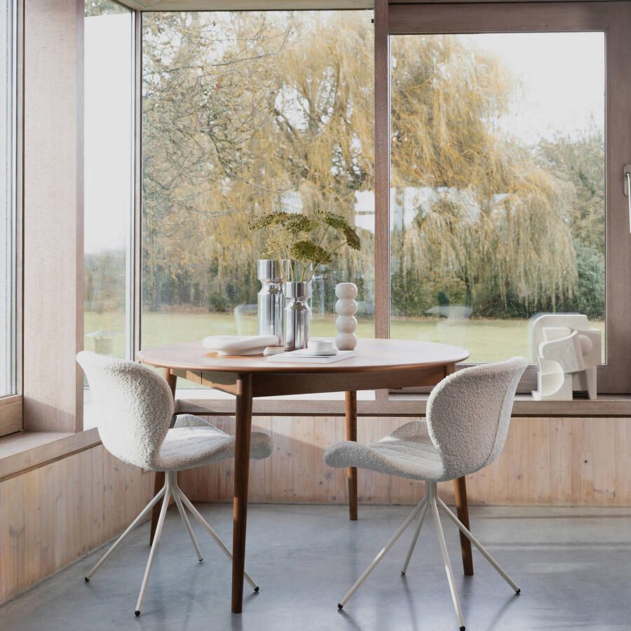 Zuiver Uitschuifbare Ronde Eettafel Twist Walnoot 120-160 x 120cm Bruin