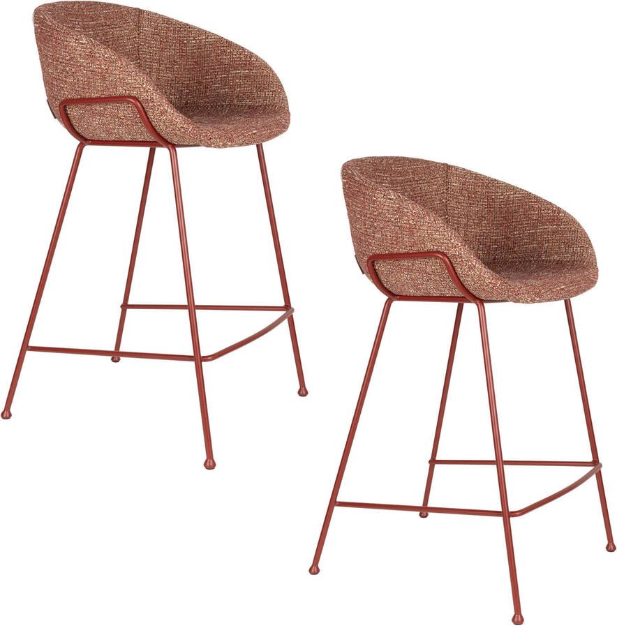 Zuiver Feston Barkrukken 65 cm Terra Rood Set van 2