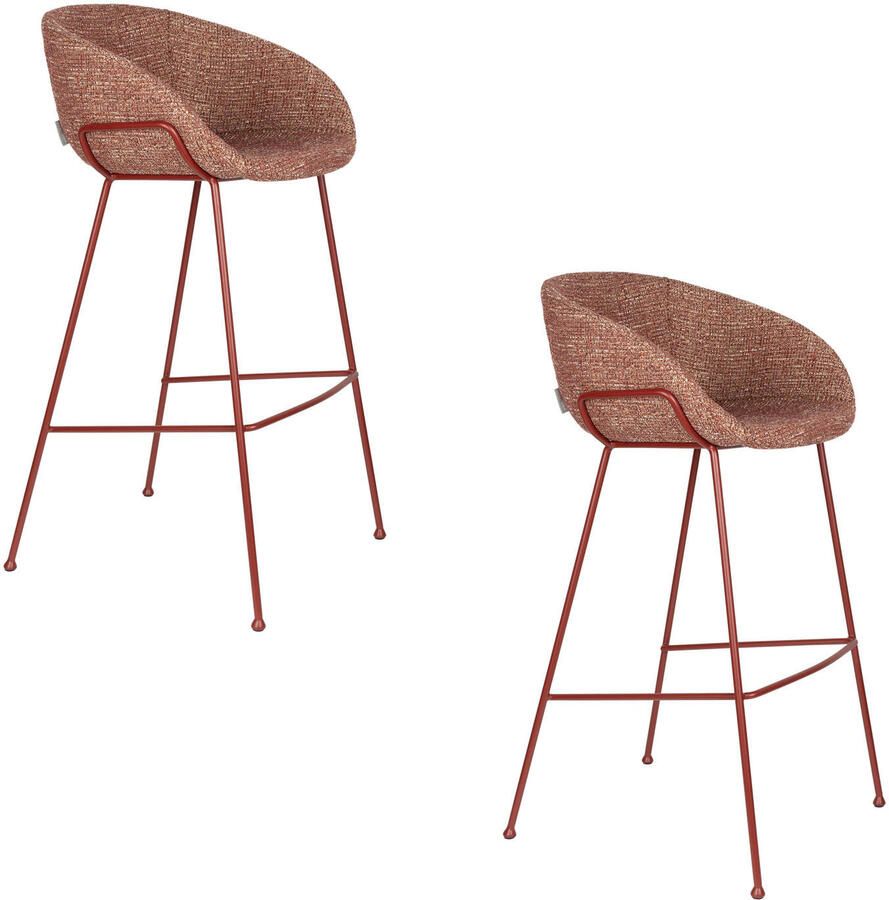 Zuiver Feston Barkrukken 75 cm Terra Rood Set van 2