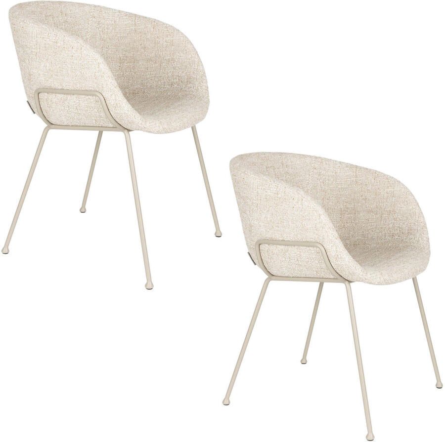 Zuiver Feston Eetkamerstoelen Met Armleuningen Beige Set van 2
