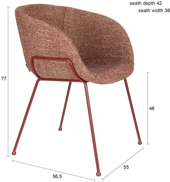 Zuiver Feston Eetkamerstoelen Met Armleuningen Terra Rood Set van 2 - Foto 3