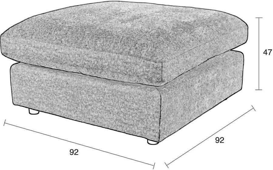Zuiver Sense Hocker 92x92x47 Stof Grijs - Foto 2