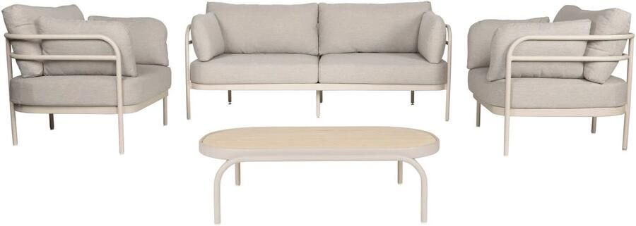 Zuiver Vista Tuin Loungeset bank + tafel + 2 fauteuils Beige