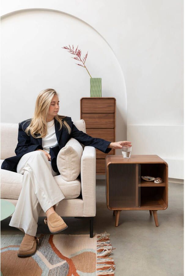 Zuiver Bijzettafel Nachtkastje Rise Walnoot 50 x 40cm Bruin - Foto 2