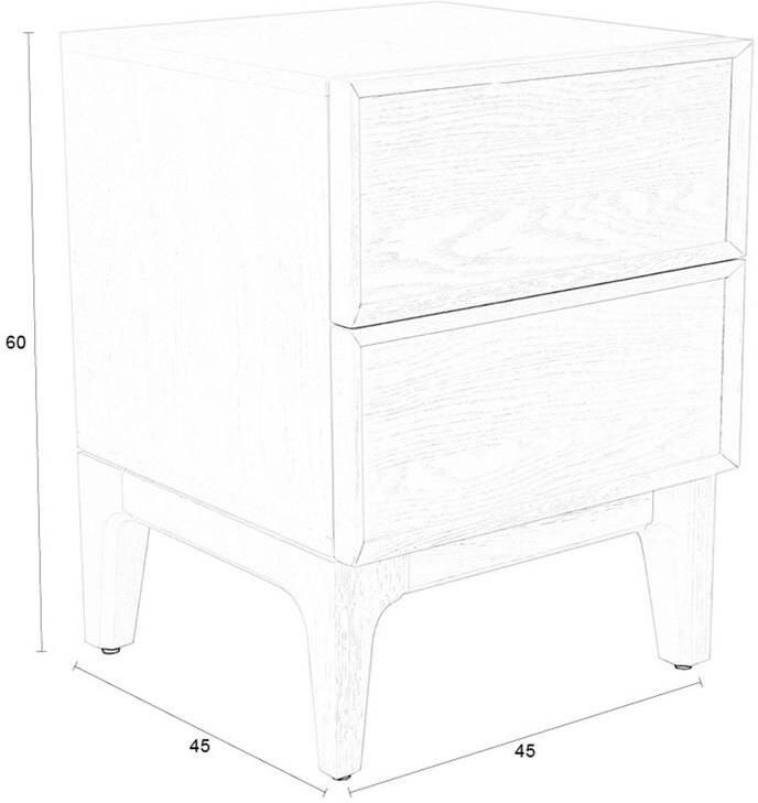 Zuiver Bijzettafel Nachtkastje June Eiken Met 2 laden Beige - Foto 3