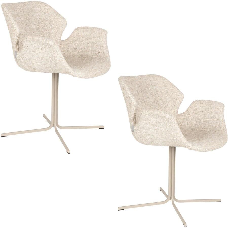 Zuiver Nikki Eetkamerstoelen Met Armleuningen Beige Set van 2
