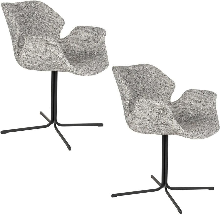 Zuiver Nikki Eetkamerstoelen Met Armleuningen Grijs Set van 2