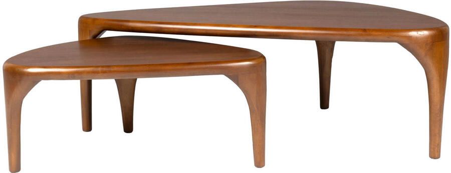 Zuiver Organische Salontafel Isla Walnoot en rubberhout Set van 2 stuks - Foto 3