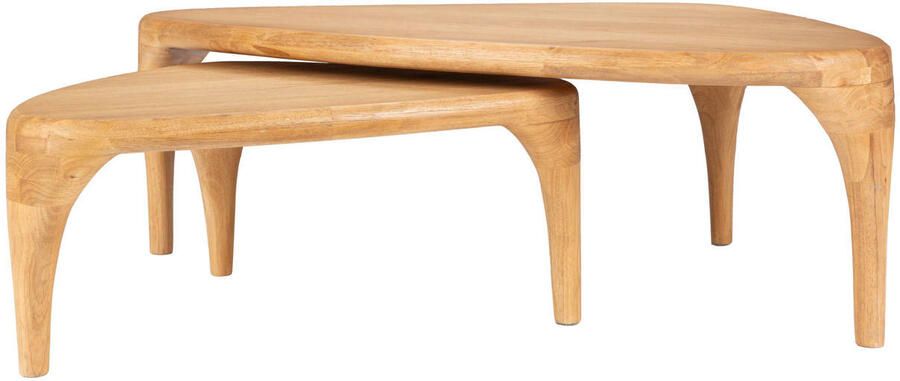 Zuiver Organische Salontafel Isla Eiken en rubberhout Set van 2 stuks Naturel - Foto 3