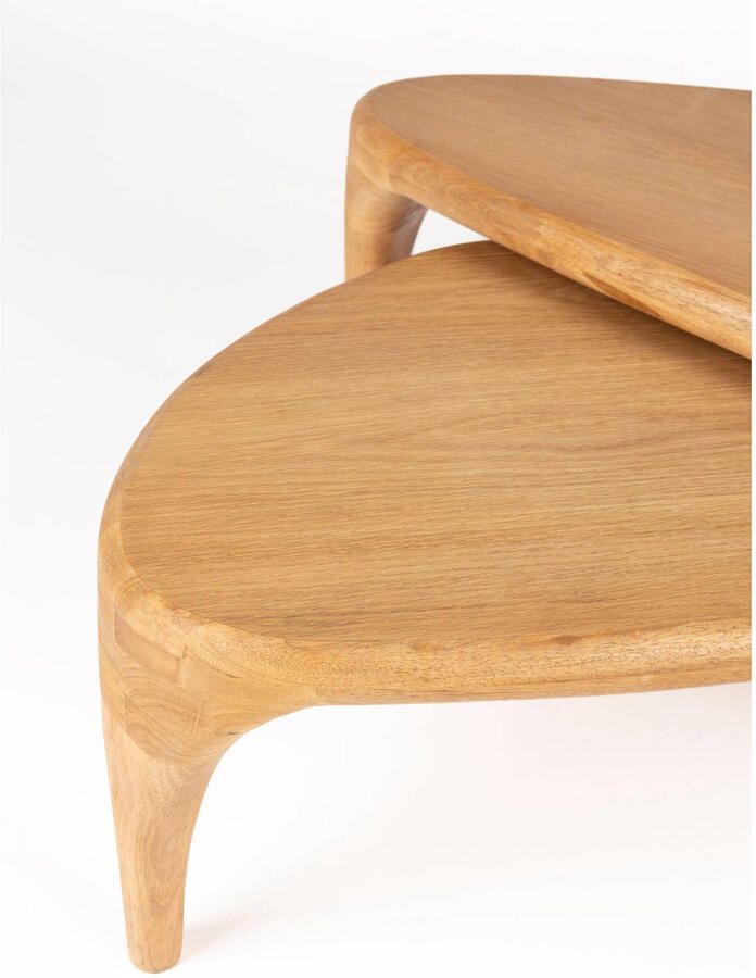 Zuiver Organische Salontafel Isla Eiken en rubberhout Set van 2 stuks Naturel