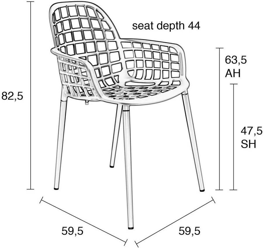 Zuiver Albert Kuip Tuinstoelen met armleuning Lichtgrijs Set van 2 - Foto 4