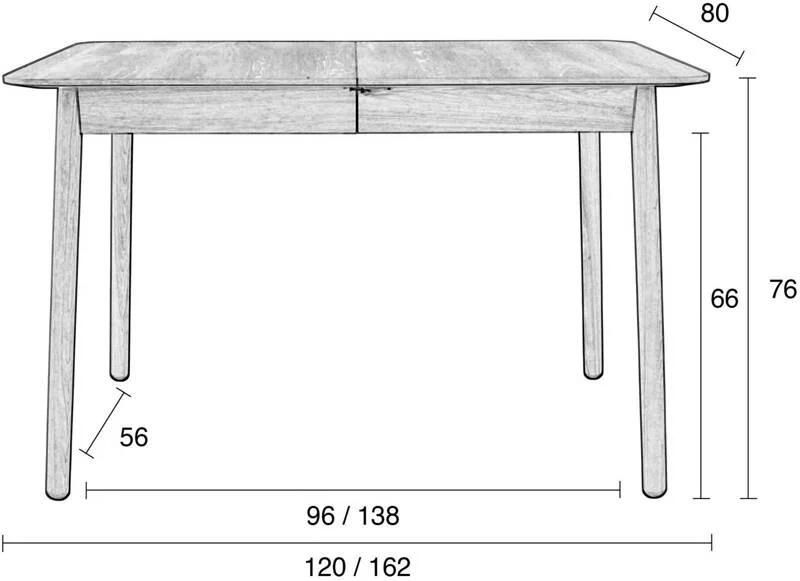 Zuiver Glimps Tafel 120 162x80x76 Cm Naturel Essenhout Uitschuifbaar - Foto 4