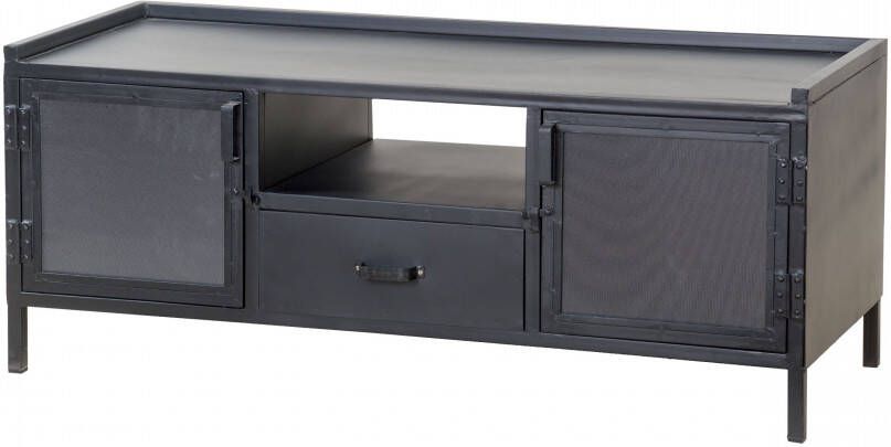 Eleonora TV-meubel Moos met 2 deuren en 1 lade Zwart