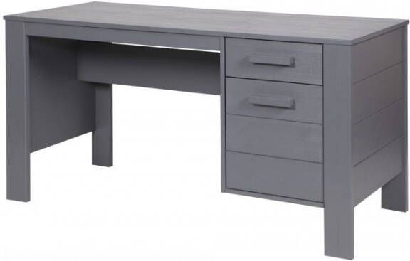 WOOOD Dennis Bureau Grenen Geborsteld Staal Grijs 74x141x59 - Foto 5