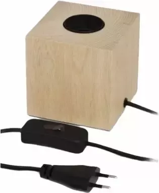 Calex LED Tafellamp Tafelverlichting Raho E27 Fitting Vierkant Mat Bruin Hout