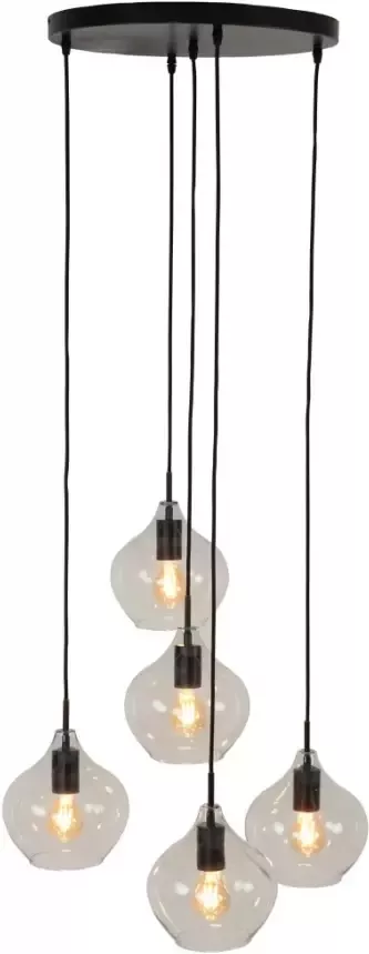 Light & Living Hanglamp Rakel Getrapt 5-Lamps Mat Zwart