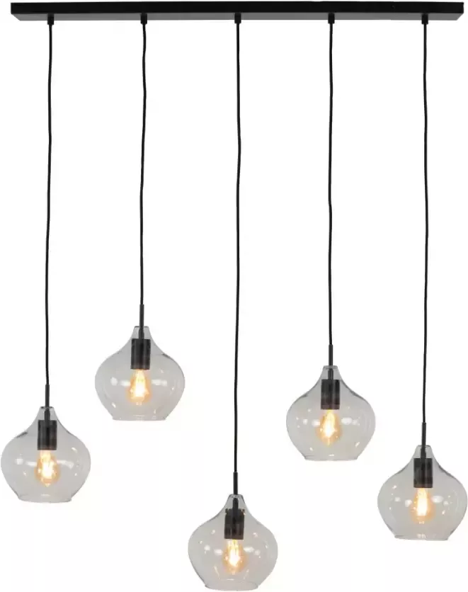 Light & Living Hanglamp Rakel 5-Lamps Mat Zwart