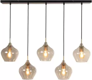 Light & Living Light&living Hanglamp 5L 104x20x120 cm RAKEL antiek brons+smoke