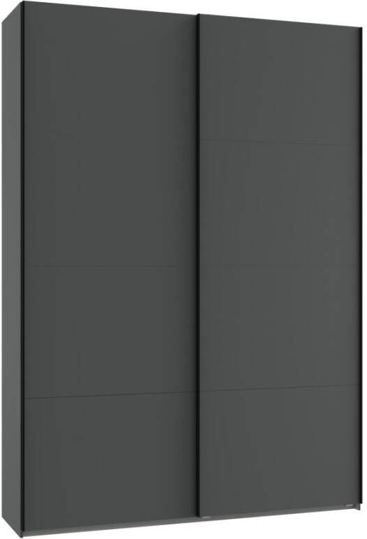 Woonexpress Kledingkast Aalst Hout Zwart 135 x 210 x 65 cm (BxHxD) Schuifdeurkast Met Spiegel