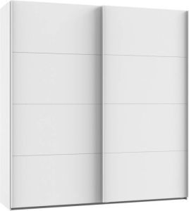 Woonexpress Kledingkast Aalst Hout Wit 180 x 210 x 65 cm (BxHxD) Schuifdeurkast Met Spiegel