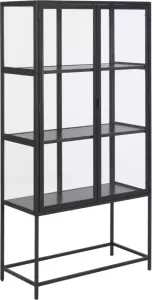 Woonexpress Vitrinekast Assel Zwart Houtlook Zwart 150x77x35cm (HxBxD)