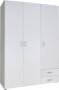 Woonexpress Kledingkast Baarlo 120x176x52 cm (BxHxD) Wit Draaideurkast 3 legplanken 1 roede & 2 lades Garderobekast Opbergkast - Thumbnail 1