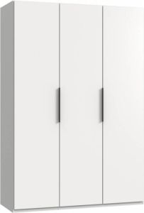 Woonexpress Kledingkast Oss Hout Wit 150 x 216 x 58 cm (BxHxD) Draaideurkast 3 Deuren Hang-legkast Zwarte handgrepen