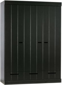 WOOOD Kast 3-Deurs met Lade Connect Grenen Zwart 195x140x53