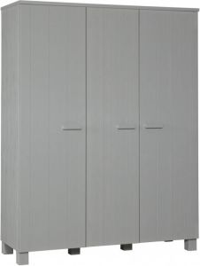 WOOOD Dennis 3-Deurs Kast Grenen Geborsteld Betongrijs 202x158x55