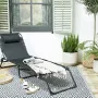 909 Outdoor Opvouwbare Ligstoel Ligbed met Kussen & Verstelbare Rugleuning Zwarte Tuinstoel voor Tuin en Terras Relaxstoel tot max. 110 kg 189 x 59 x 30 cm - Thumbnail 2