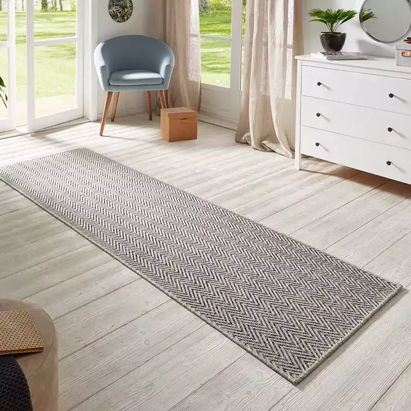 BT Carpet Loper binnen & buiten sisal-look Nature grijs antraciet 80x250 cm - Foto 1