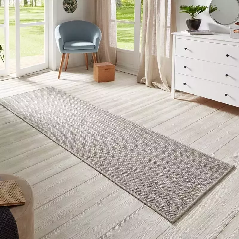 BT Carpet Loper binnen & buiten sisal-look Nature grijs multi 80x250 cm