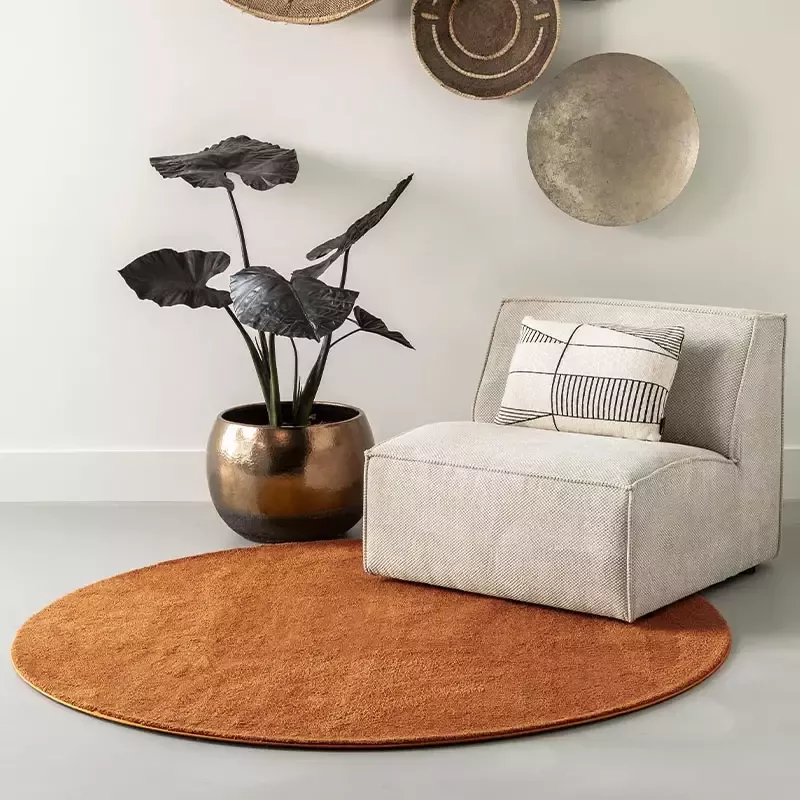 Carpet Studio Utah Vloerkleed 190x190cm Hoogpolig Tapijt Woonkamer Tapijt Slaapkamer Kleed Terracotta