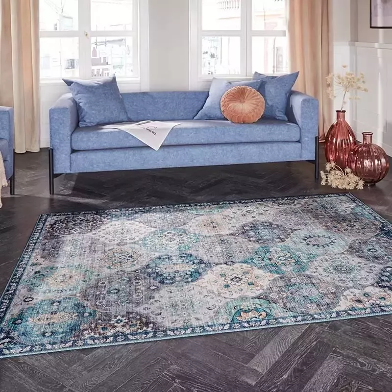 Elle Decoration Oosters vloerkleed Kashmir Ghom denim blauw 120x160 cm