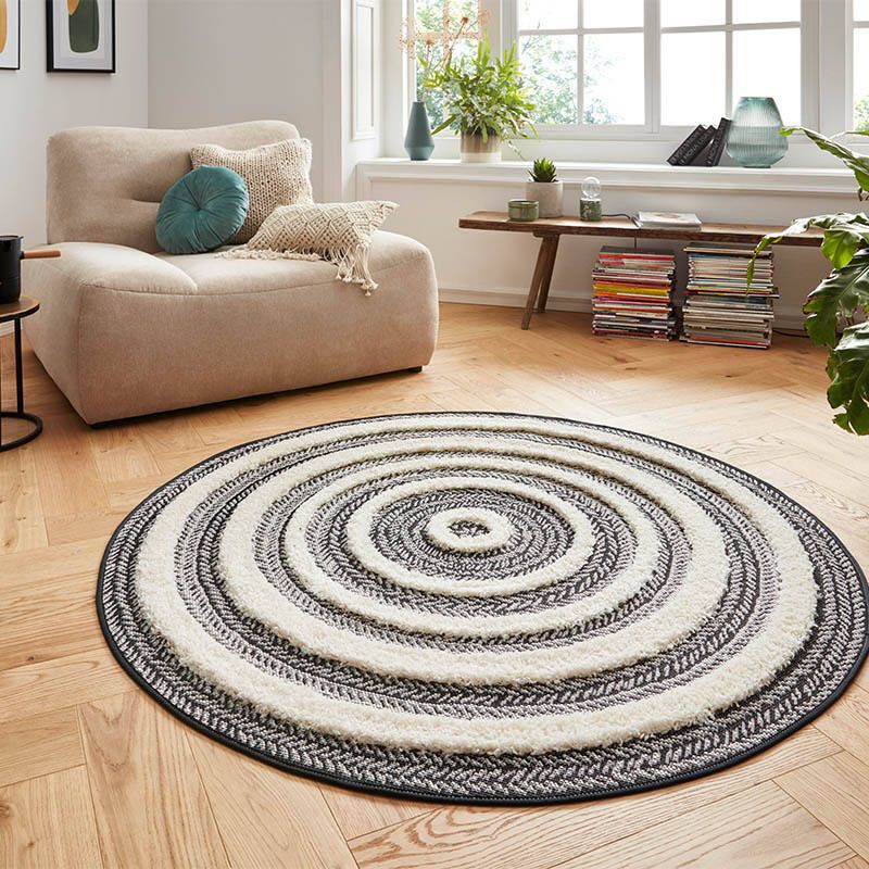 Mint rugs Rond vloerkleed 3D effect Nador grijs crème 160 cm rond - Foto 1