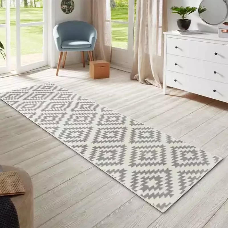 Hanse Home Design loper ruiten Nordic crème lichtgrijs 80x250 cm