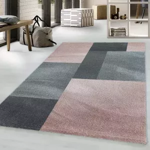Adana Carpets Retro vloerkleed Stencil Rectangles Roze Grijs 200x290cm