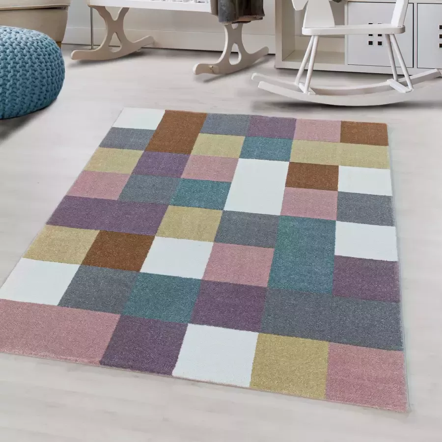 Adana Carpets Kindervloerkleed Fleurtje Blokjes Multicolor 160x230cm - Foto 1